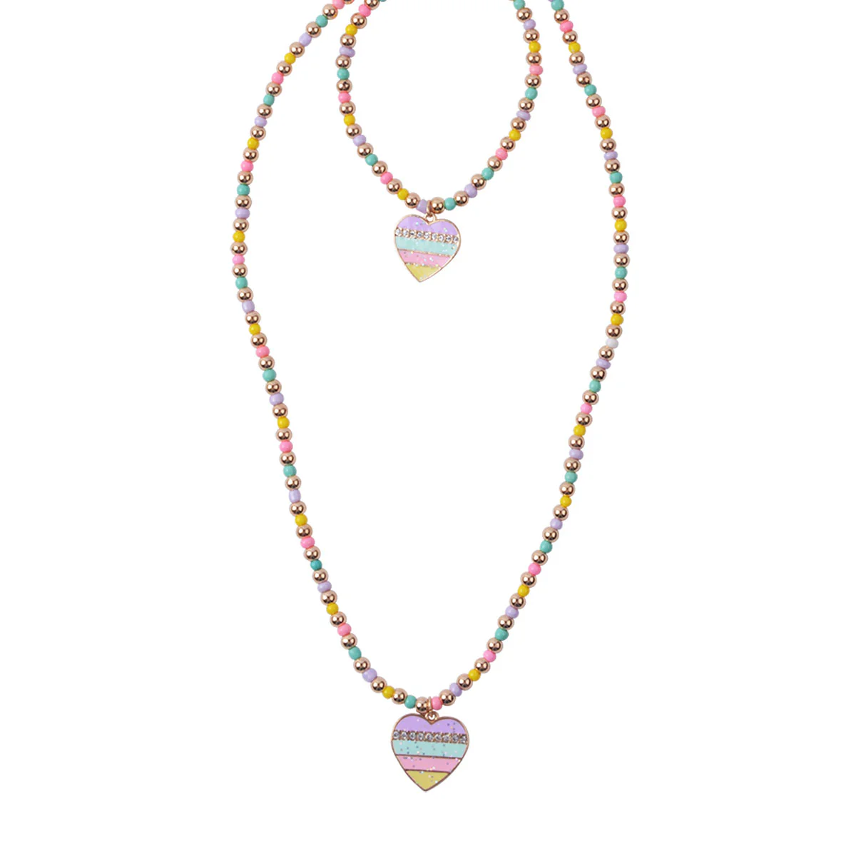 Stripe Heart Pendant Necklace Set