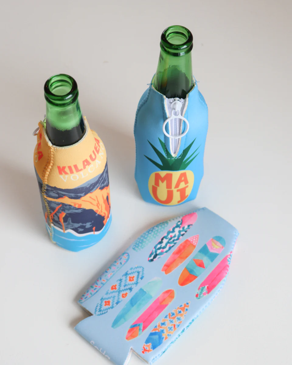 *Tapa Print Bottle Cooler, Sand - Image 2