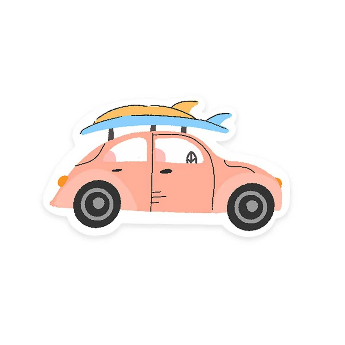 Volks Beetle with Surfing Board Sticker