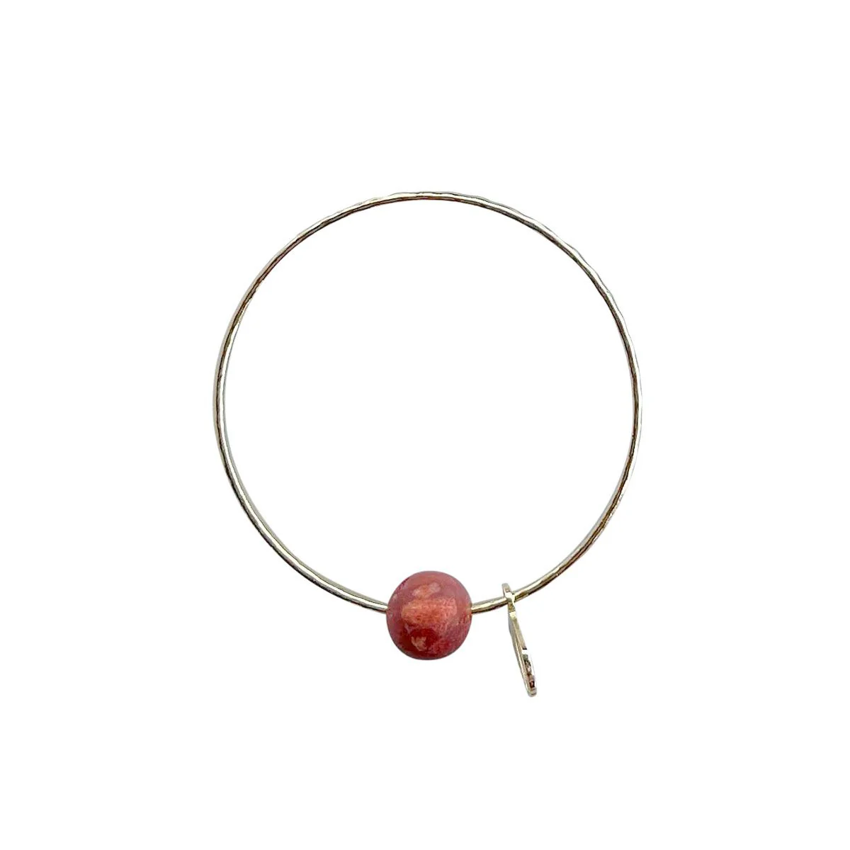 *Wave Bangle with Coral Bead Charm, 8in