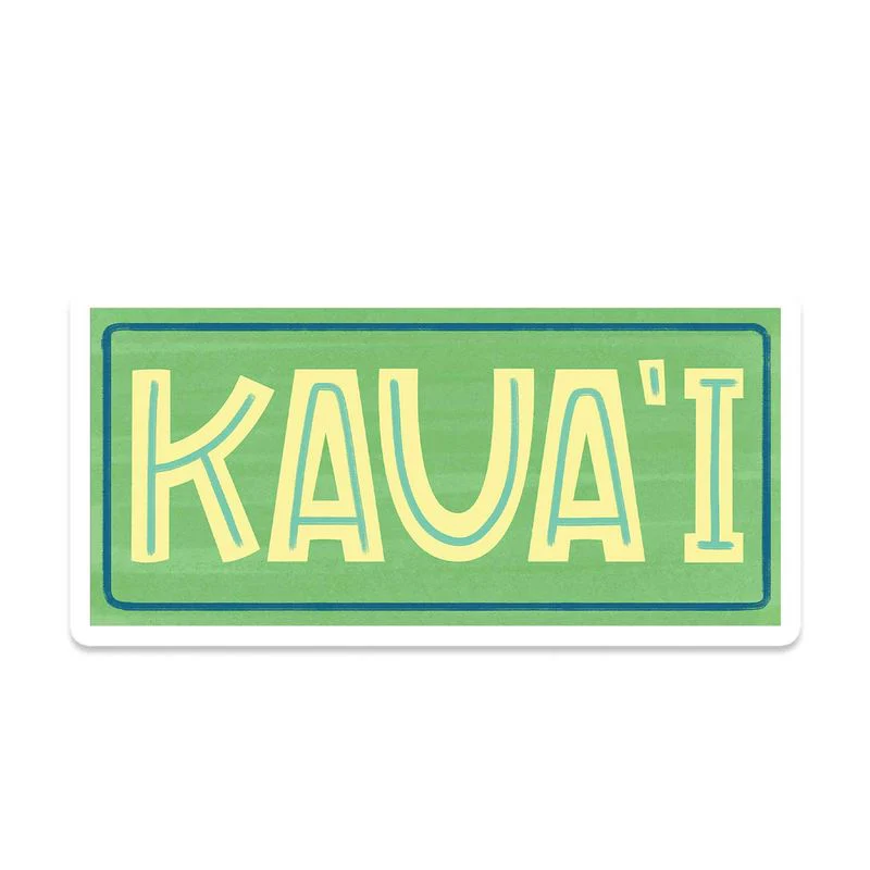 When in Kaua'i Lime Green Sticker