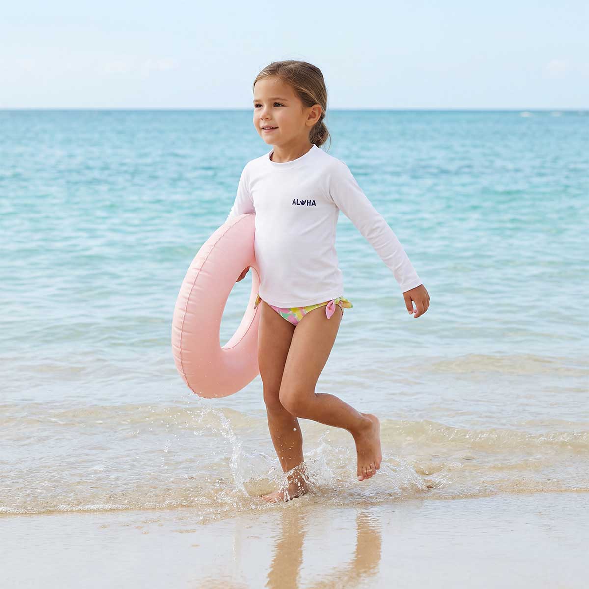 White Aloha Shaka Long Sleeve Rashguard - Image 2