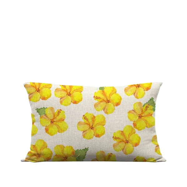 *12x20in Yellow Hibiscus Pillow Cover